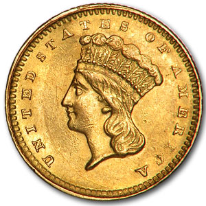 Buy 1861 $1 Indian Head Gold Dollar AU