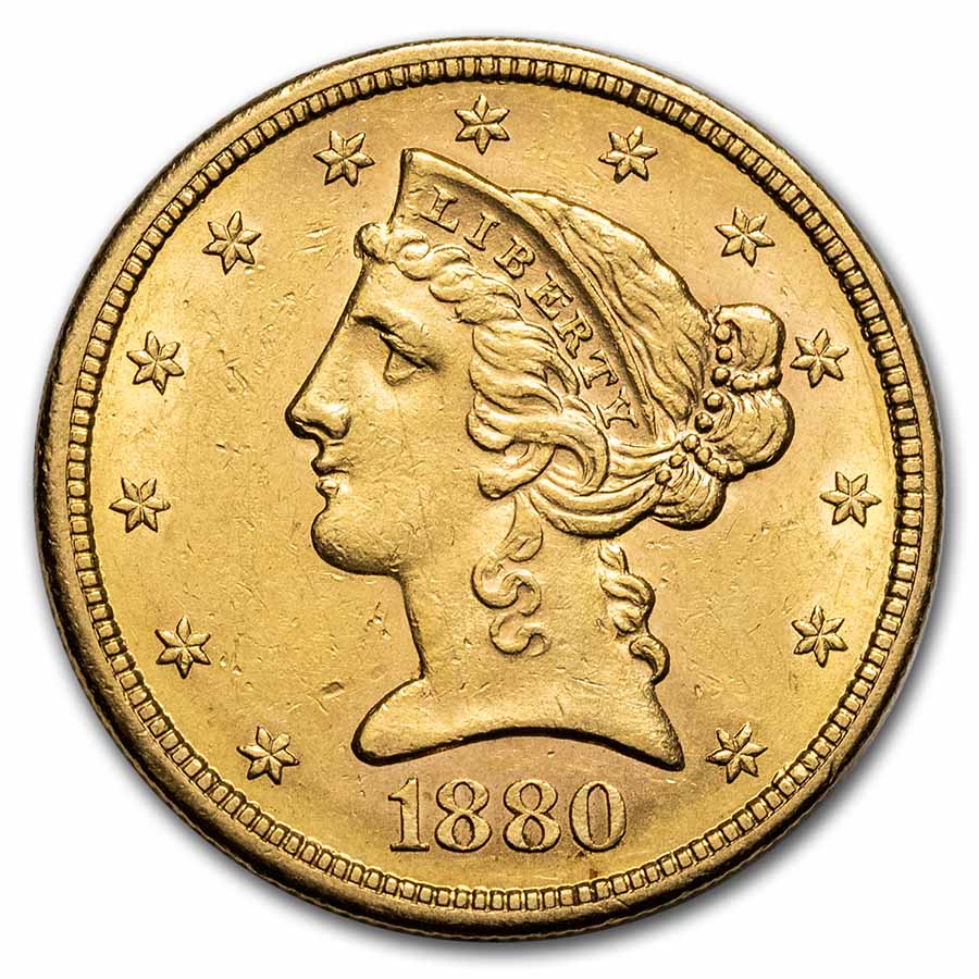 Buy 1880-S $5 Liberty Gold Half Eagle AU