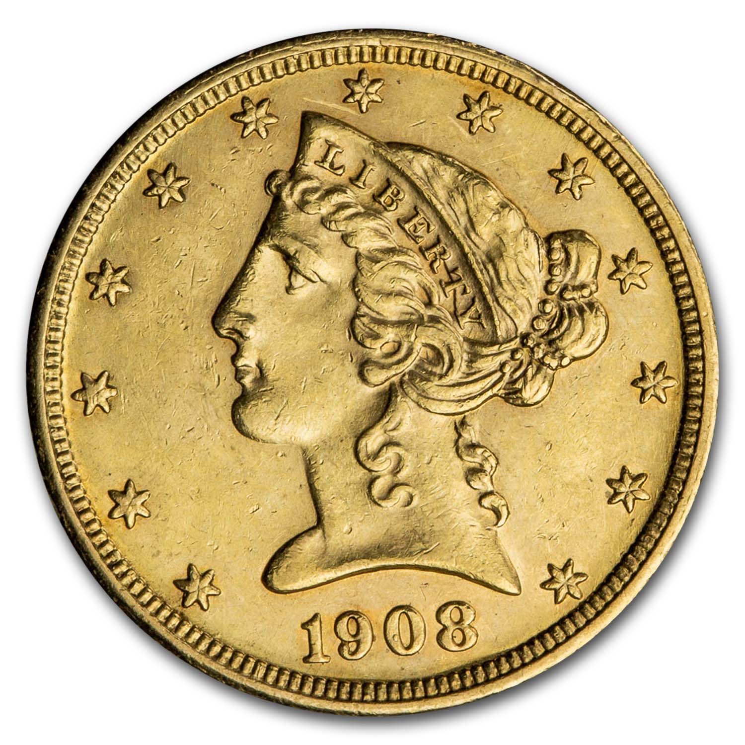 Buy 1908 $5 Liberty Gold Half Eagle AU