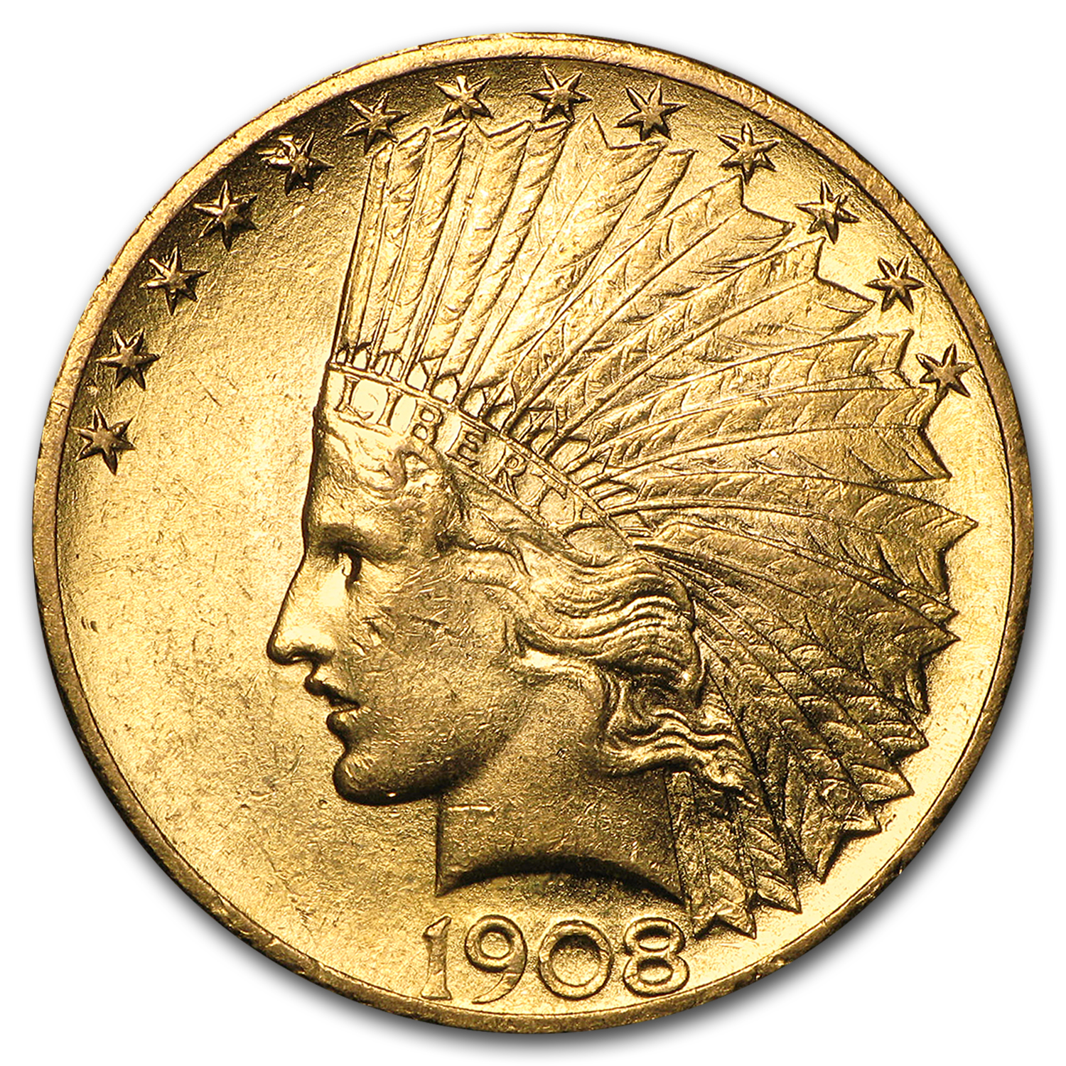 Buy 1908 $10 Indian Gold Eagle w/Motto AU