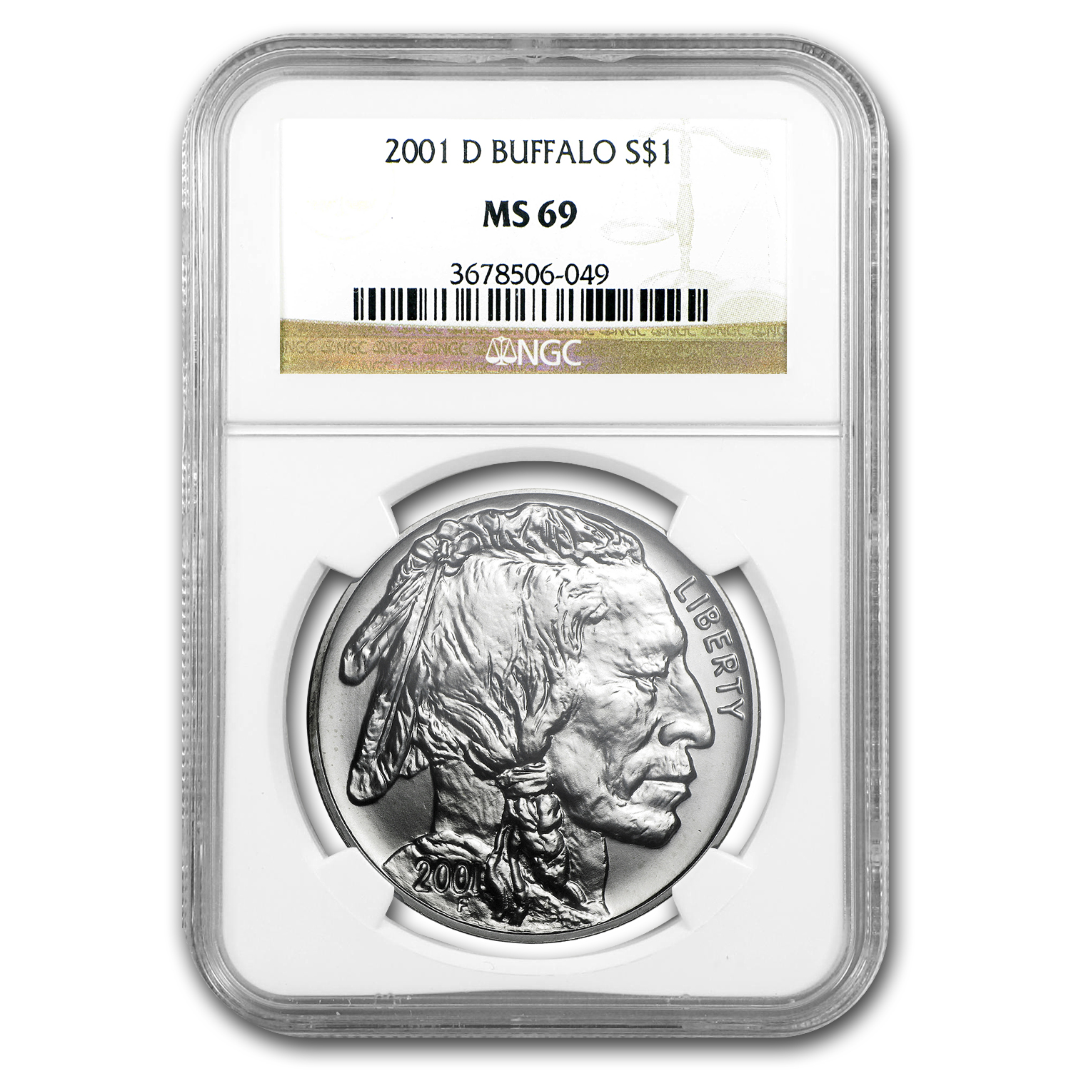 Buy 2001-D Buffalo $1 Silver Commem MS-69 NGC