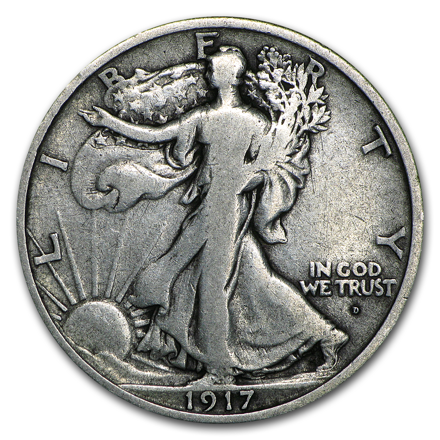 Buy 1917-D Obv Walking Liberty Half Dollar Fine