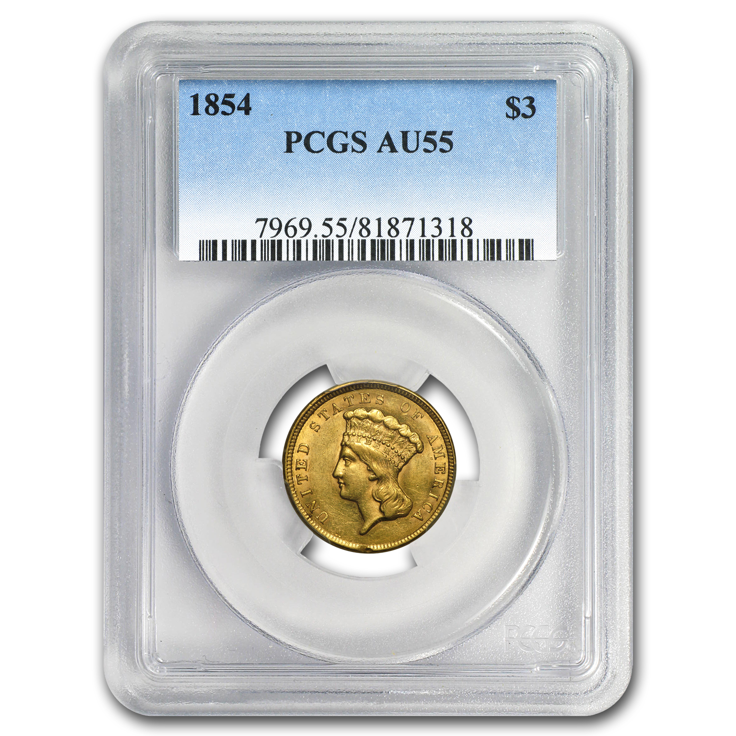 Buy 1854 $3 Gold Princess AU-55 PCGS