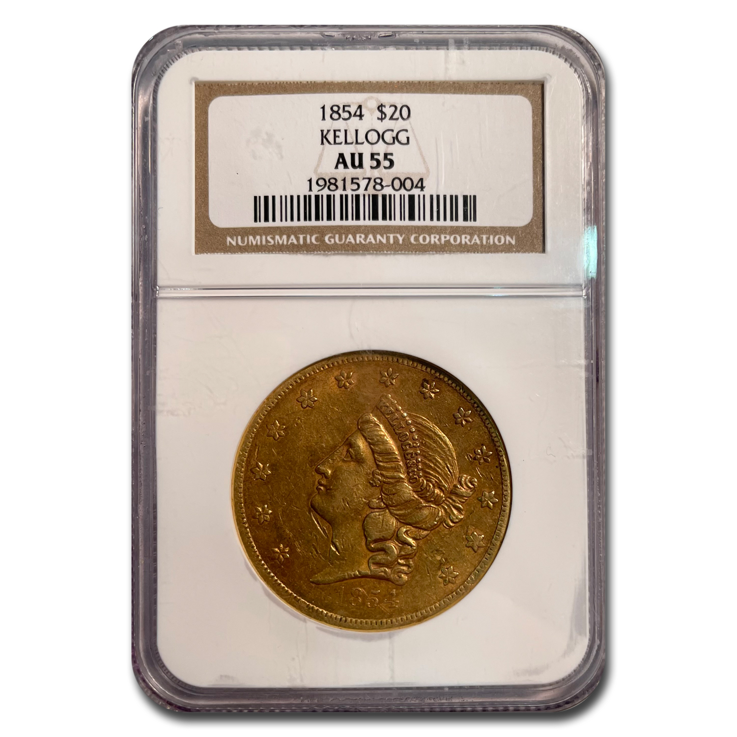 Buy 1854 $20 Liberty Gold Double Eagle AU-55 NGC (Kellogg & Co.)