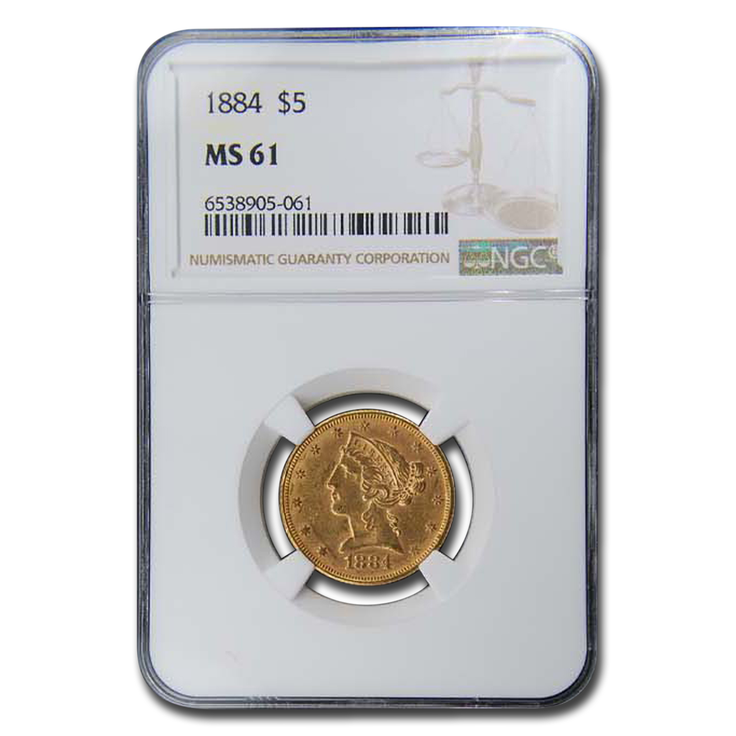 Buy 1884 $5 Liberty Gold Half Eagle MS-61 NGC