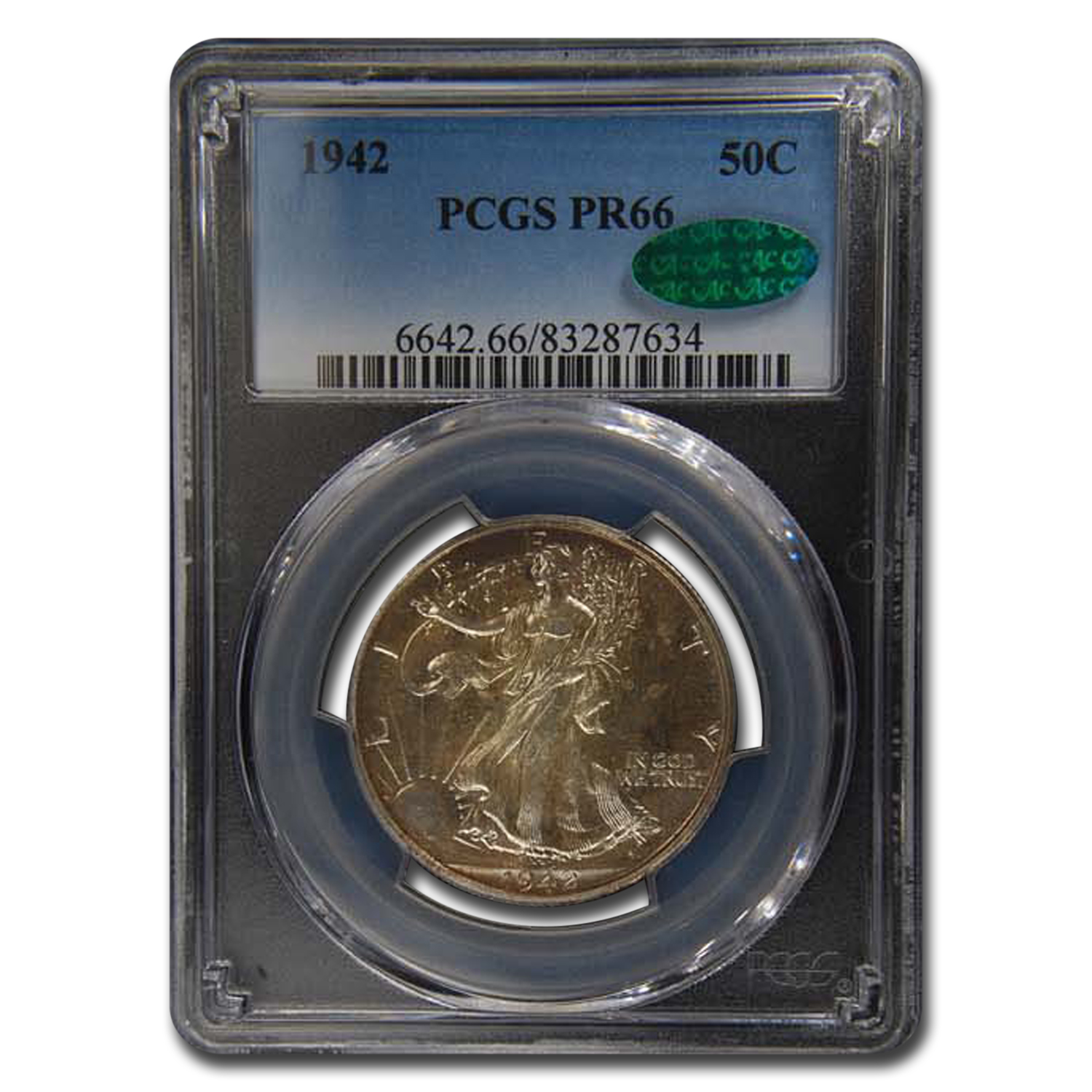 Buy 1942 Walking Liberty Half Dollar PR-66 PCGS CAC