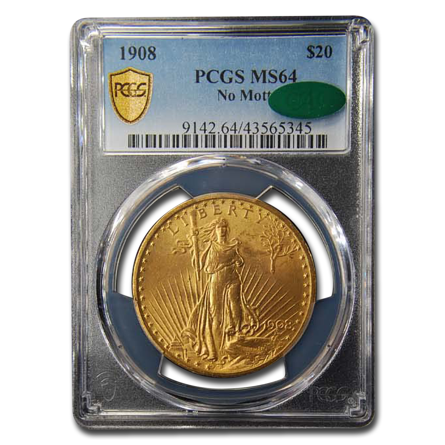 Buy 1908 $20 St. Gaudens Gold Double Eagle No Motto MS-64 PCGS CAC - Click Image to Close