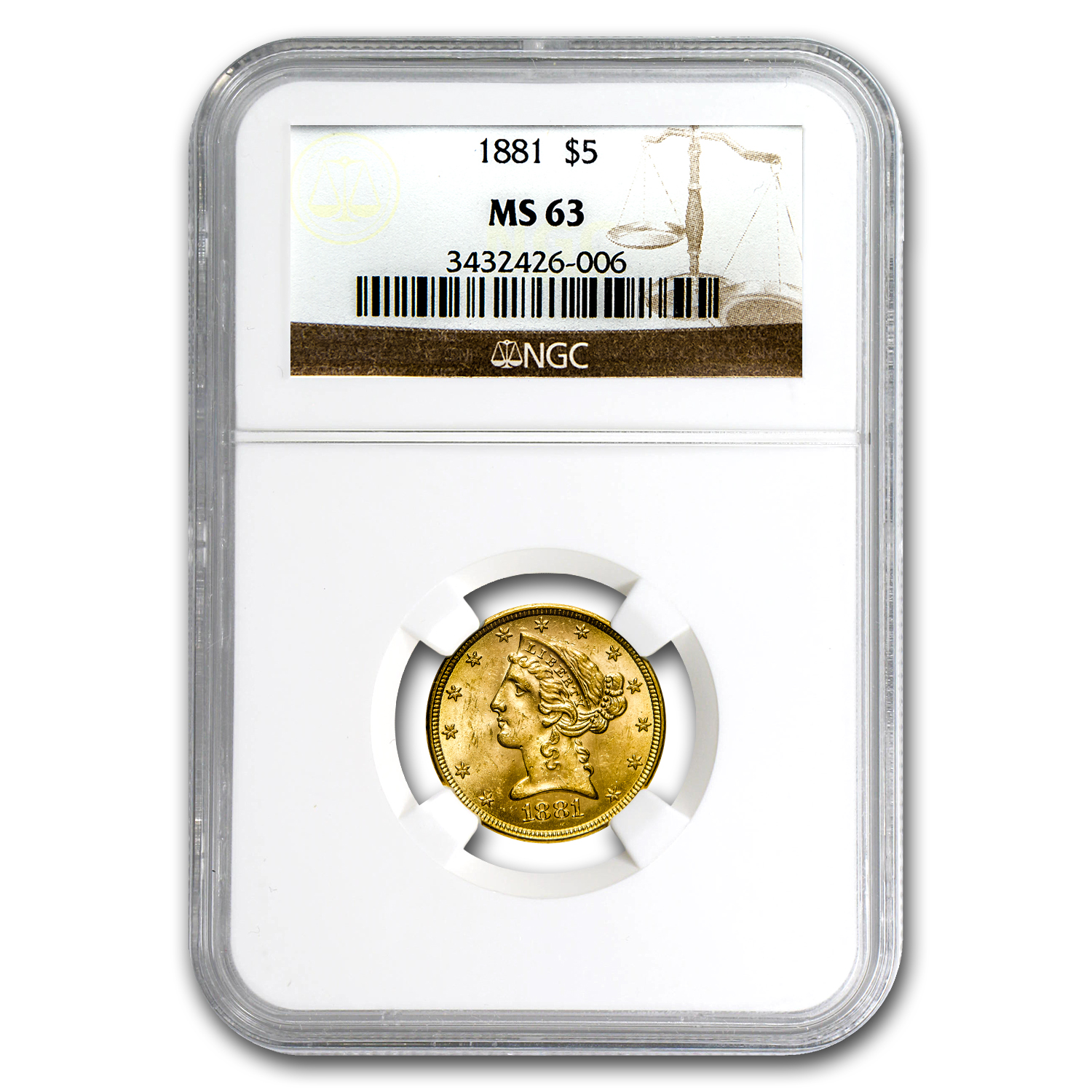 Buy 1881 $5 Liberty Gold Half Eagle MS-63 NGC