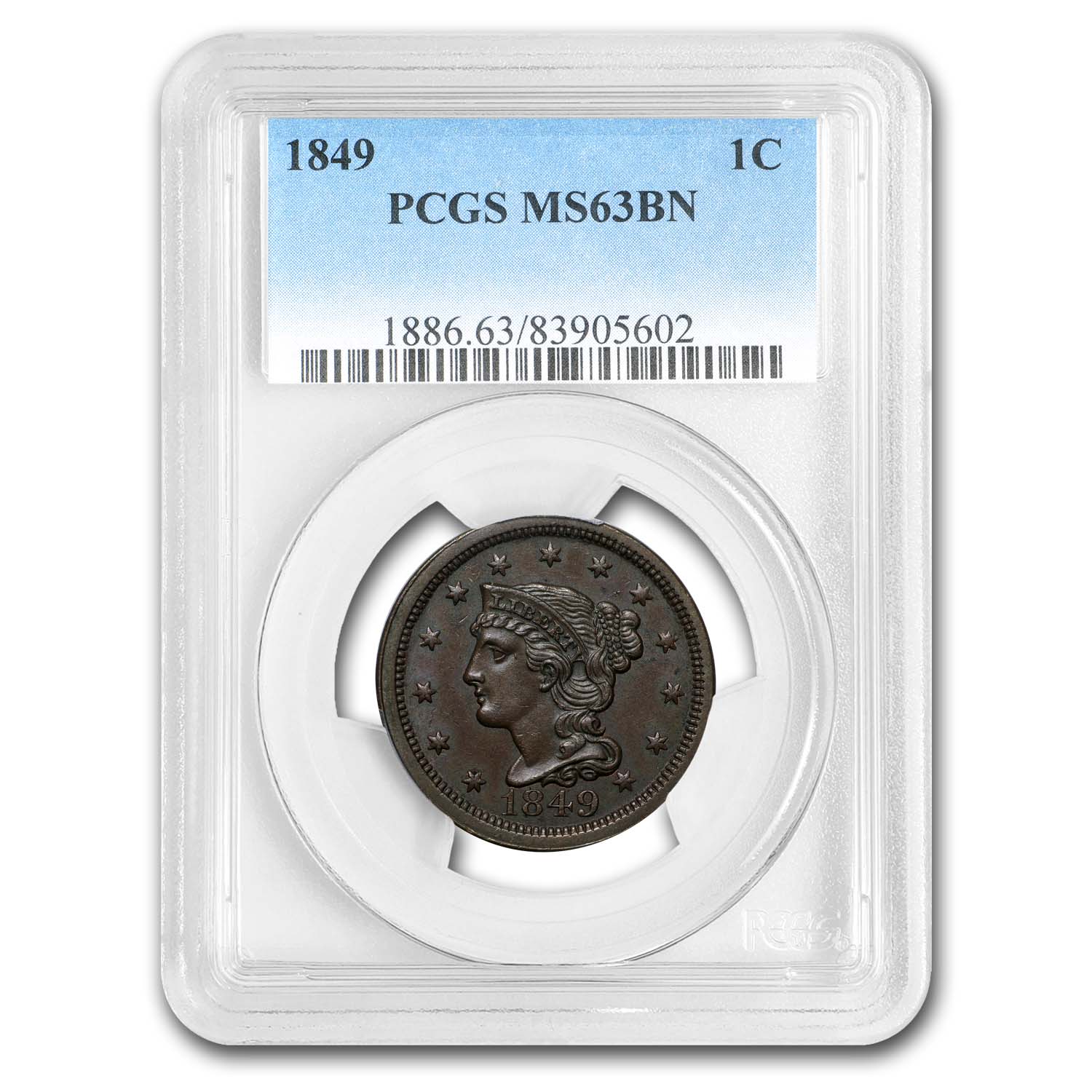 Buy 1849 Large Cent MS-63 PCGS (Brown)