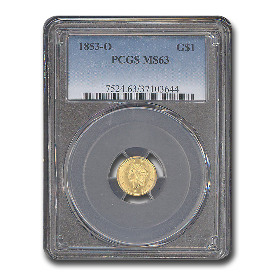 Buy 1853-O $1 Liberty Head Gold Dollar MS-63 PCGS