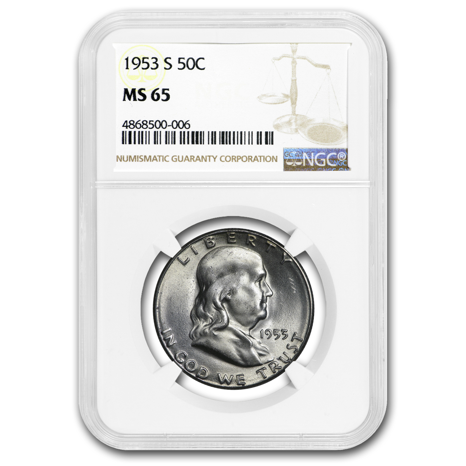 Buy 1953-S Franklin Half Dollar MS-65 NGC