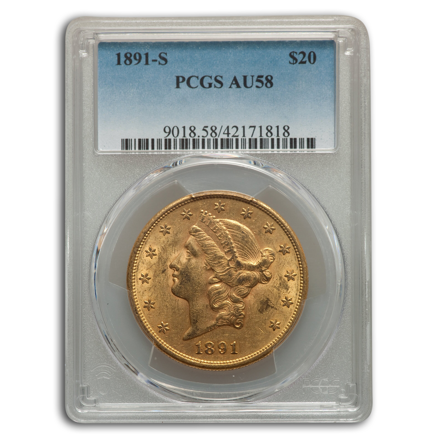 Buy 1891-S $20 Liberty Gold Double Eagle AU-58 PCGS