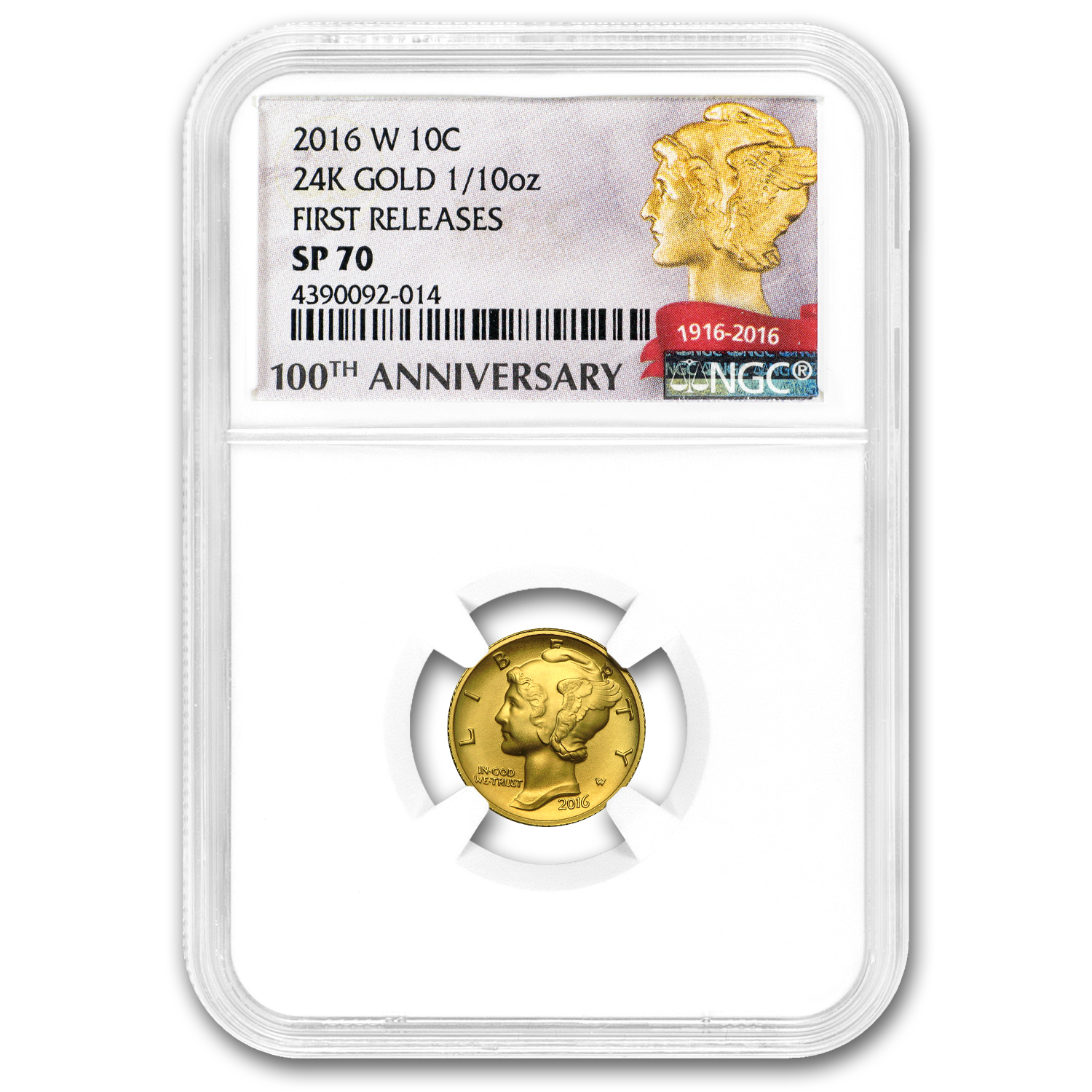 Buy 2016-W 1/10 oz Gold Mercury Dime SP-70 NGC