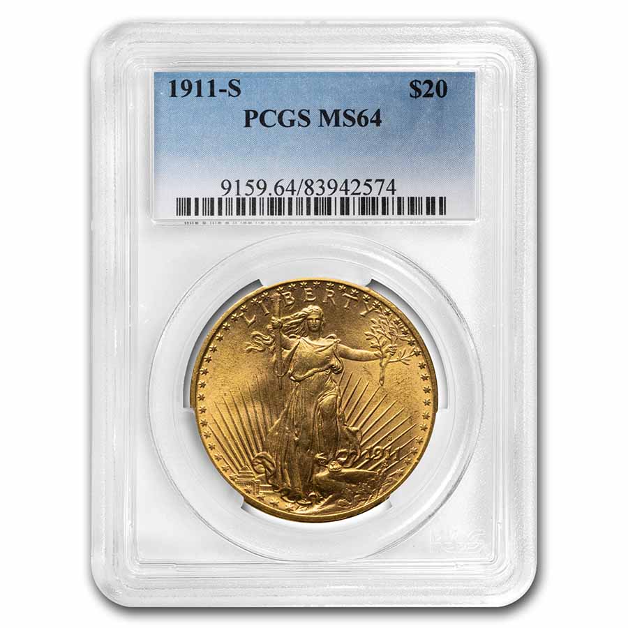 Buy 1911-S $20 Saint-Gaudens Gold Double Eagle MS-64 PCGS
