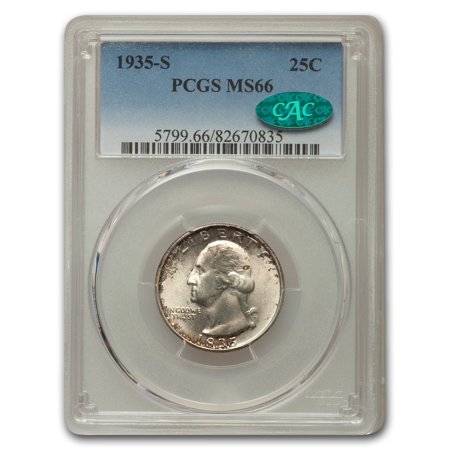 Buy 1935-S Washington Quarter MS-66 PCGS CAC