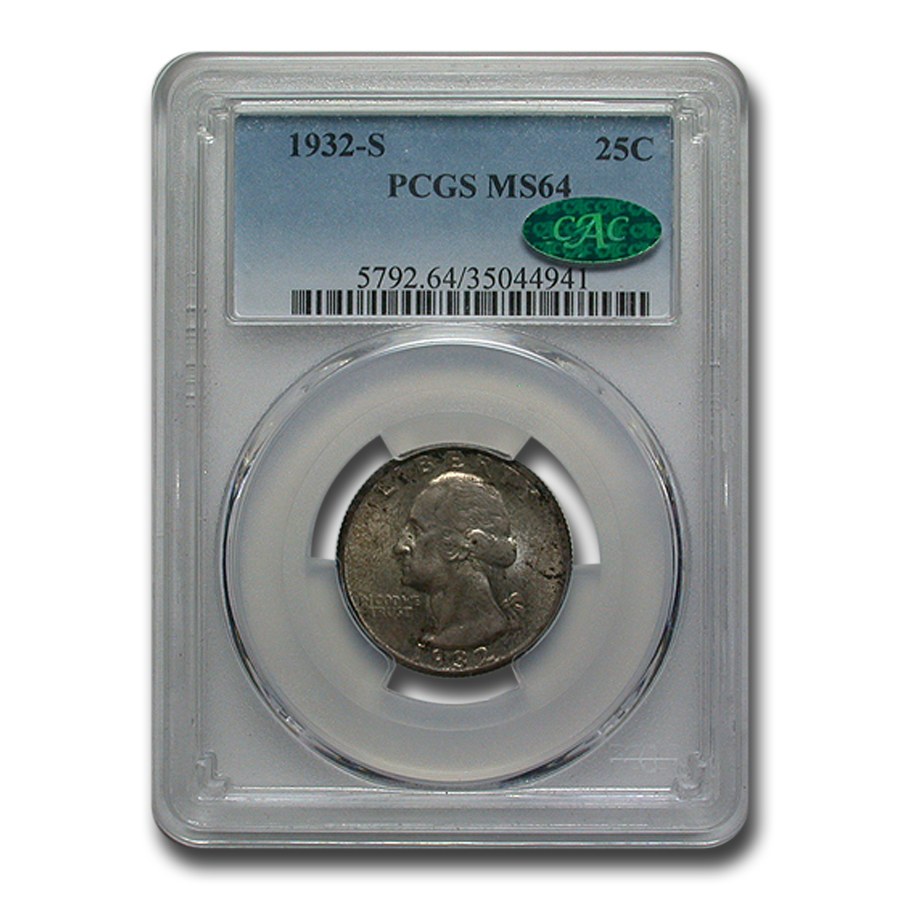 Buy 1932-S Washington Quarter MS-64 PCGS CAC