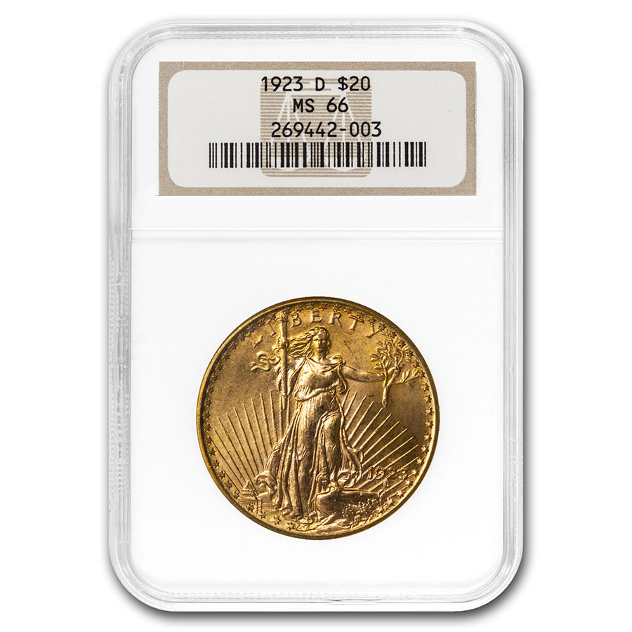Buy 1923-D $20 Saint-Gaudens Gold Double Eagle MS-66 NGC