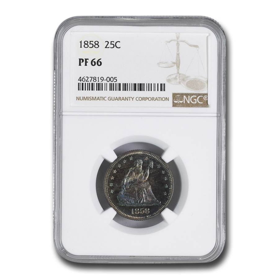 Buy 1858 Liberty Seated Quarter PF-66 NGC