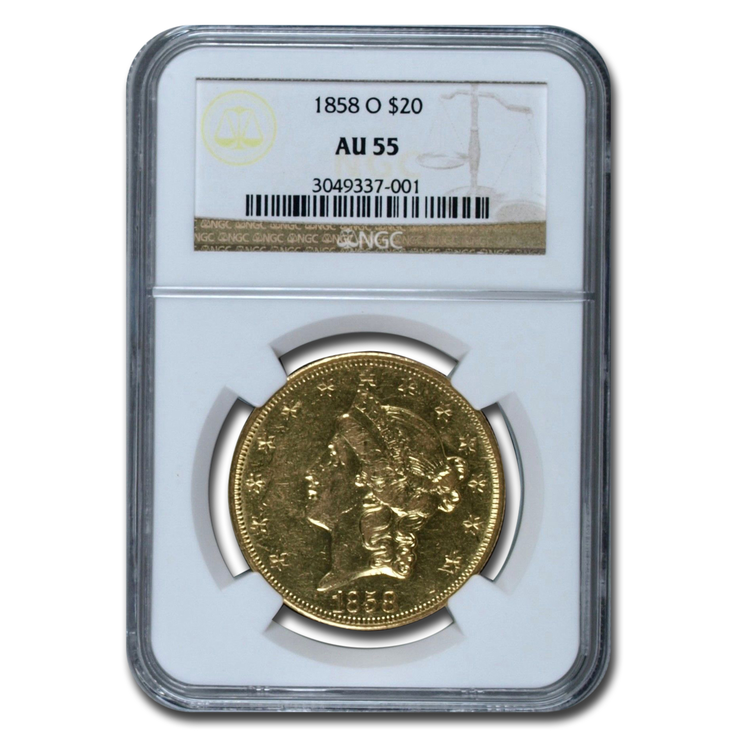 Buy 1858-O $20 Liberty Gold Double Eagle AU-55 NGC