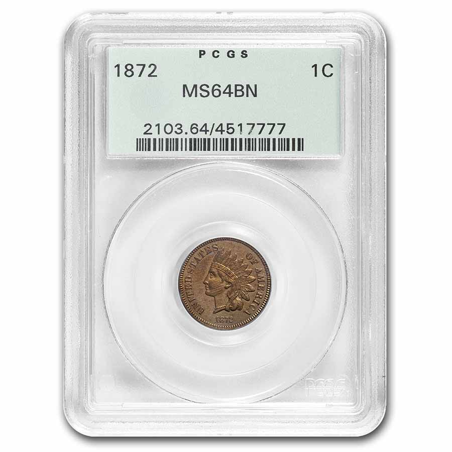 Buy 1872 Indian Head Cent MS-64 PCGS (Brown)