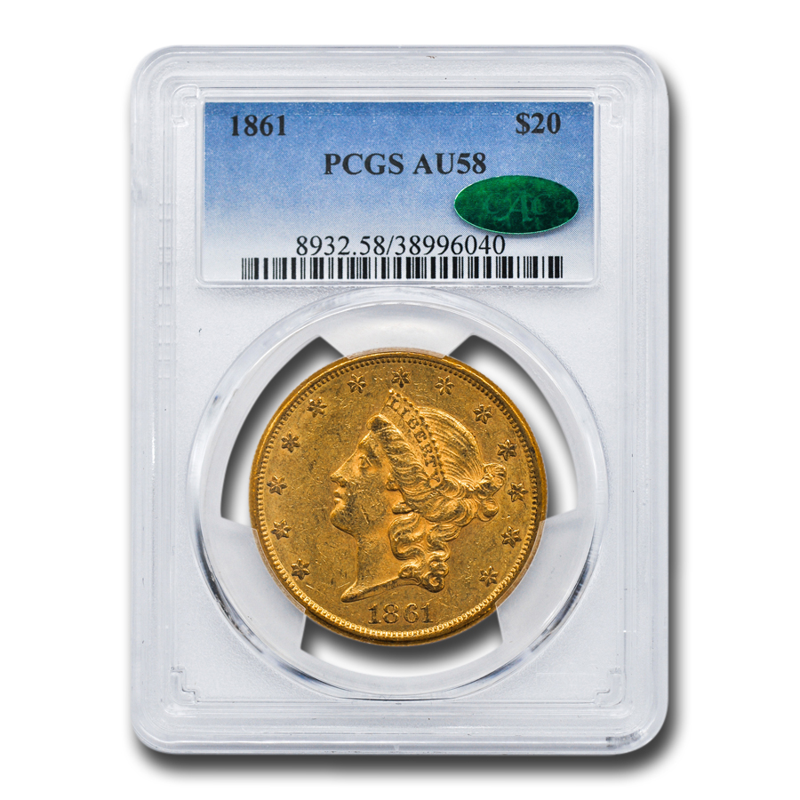 Buy 1861 $20 Liberty Gold Double Eagle AU-58 PCGS CAC