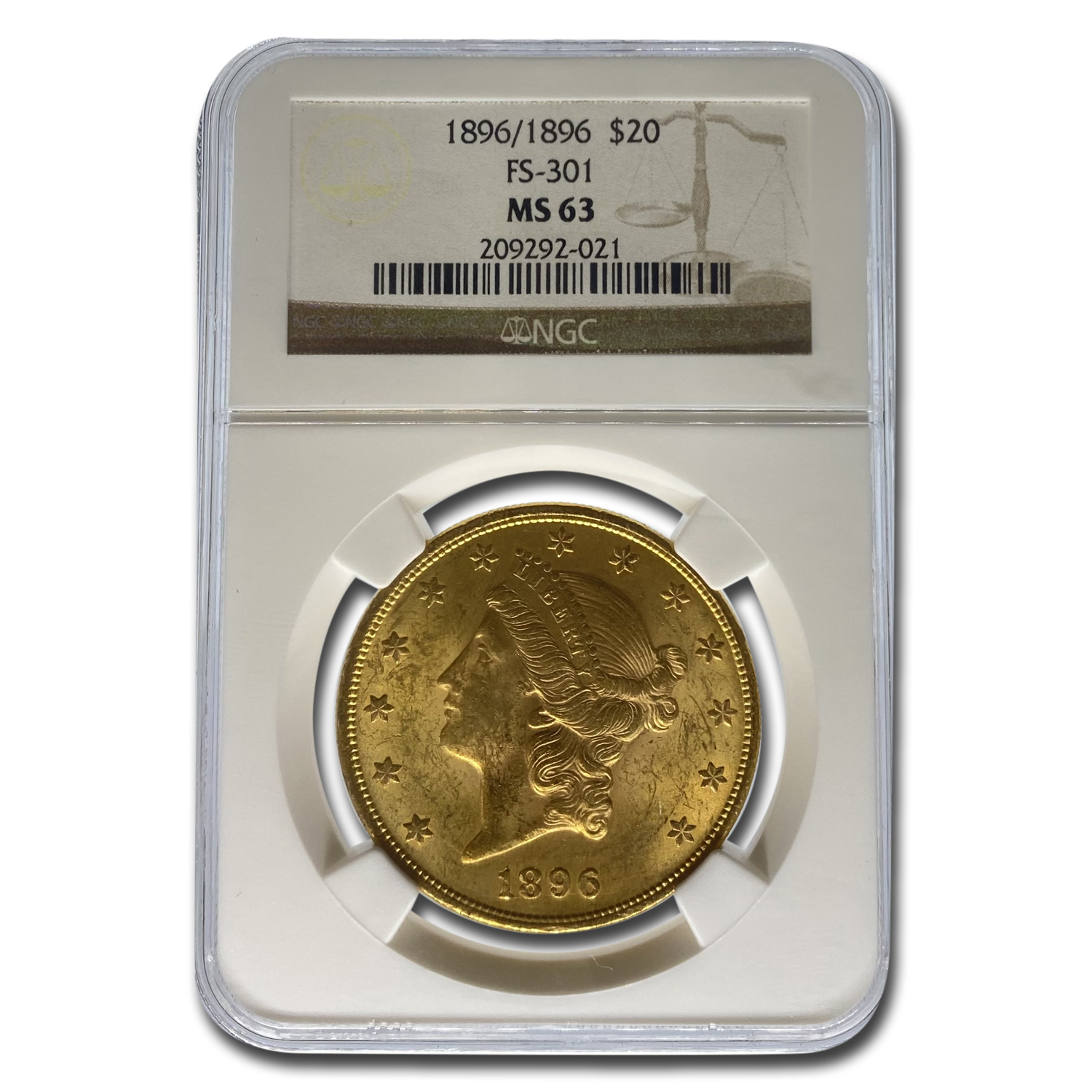 Buy 1896/1896 $20 Liberty Gold Double Eagle MS-63 NGC (FS-301)