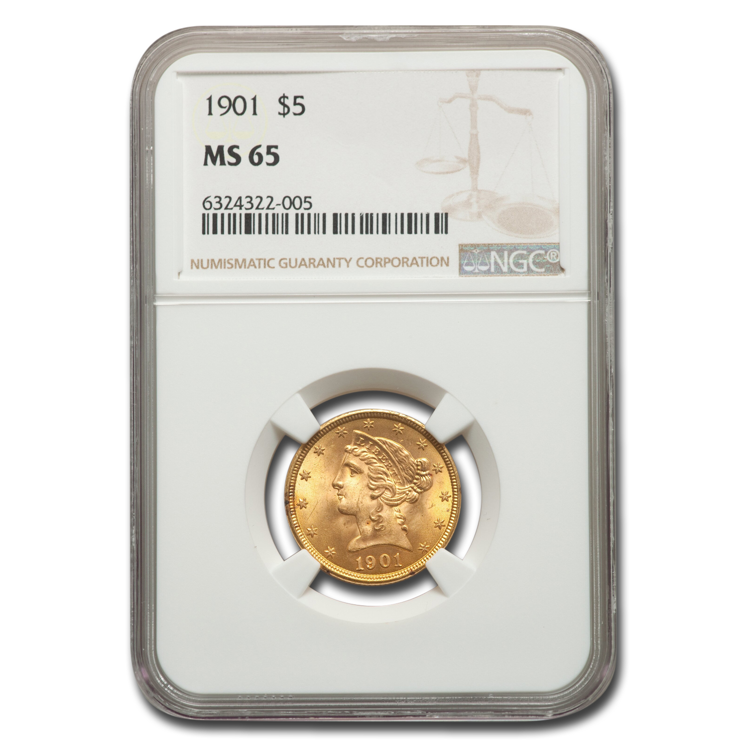 Buy 1901 $5 Liberty Gold Half Eagle MS-65 NGC - Click Image to Close