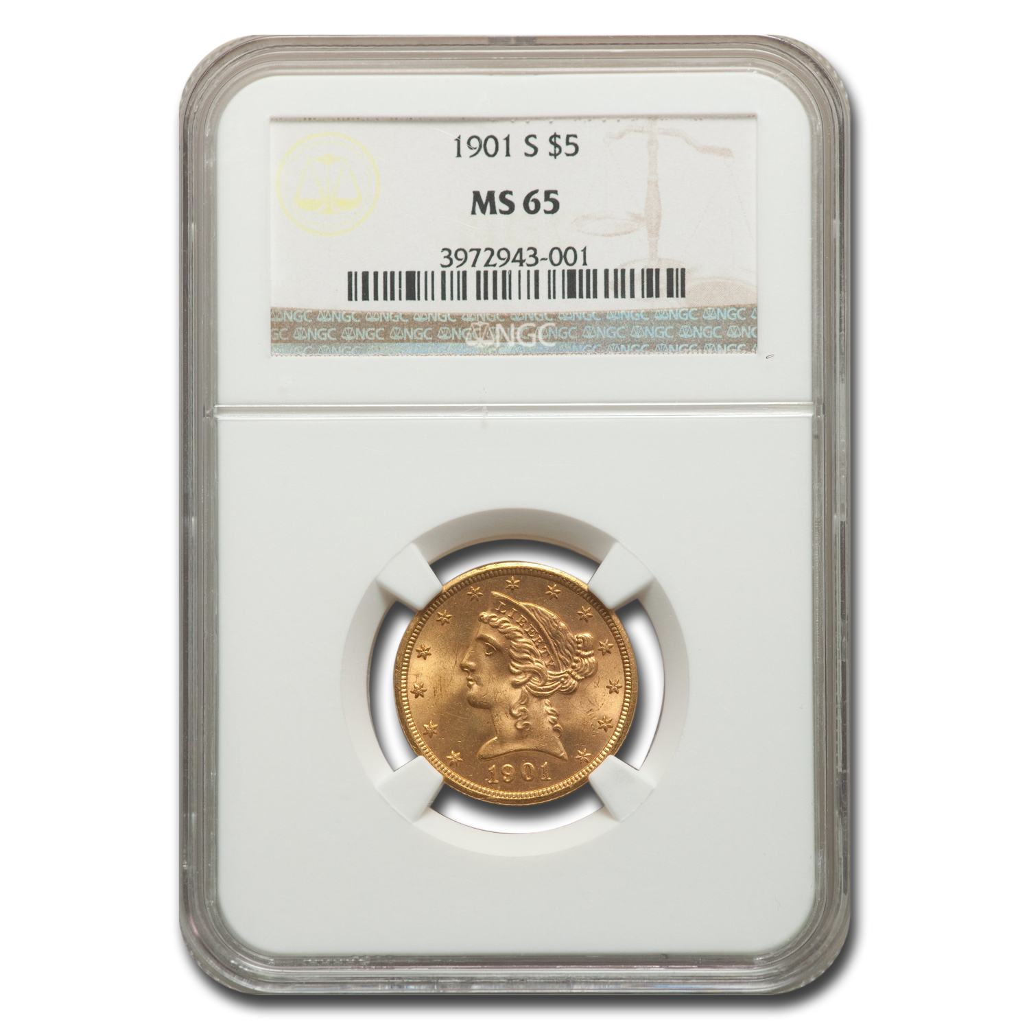 Buy MS-65 NGC 1901-S $5 Liberty Gold Half Eagle - Click Image to Close