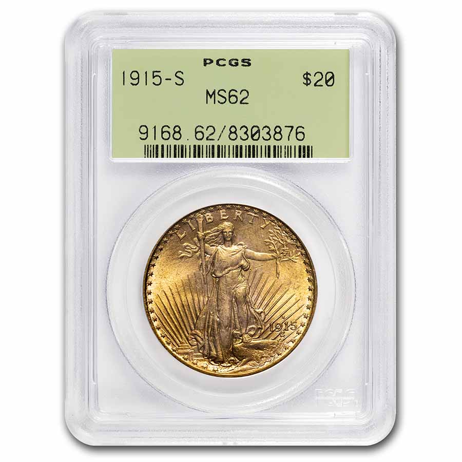 Buy 1915-S $20 Saint-Gaudens Gold Double Eagle MS-62 PCGS