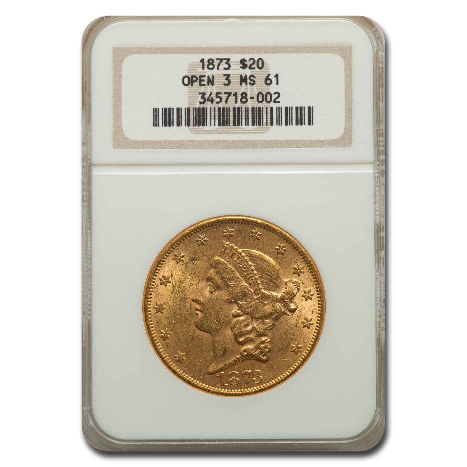 Buy 1873 $20 Liberty Gold Double Eagle MS-61 NGC (Open 3) - Click Image to Close