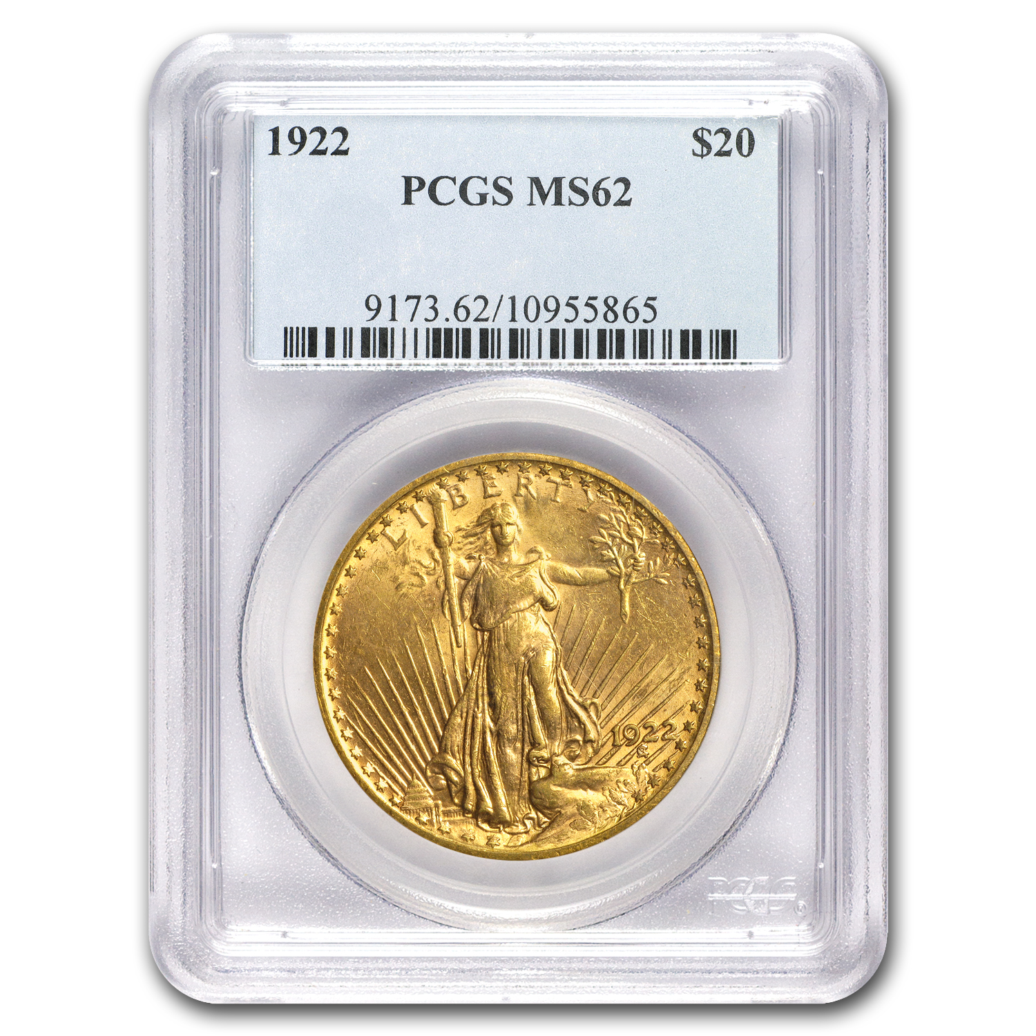 Buy 1922 $20 Saint-Gaudens Gold Double Eagle MS-62 PCGS