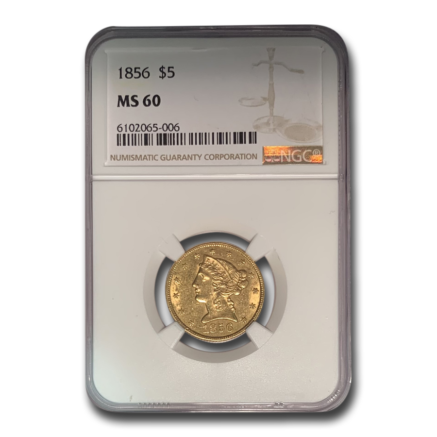 Buy 1856 $5 Liberty Gold Half Eagle MS-60 NGC - Click Image to Close
