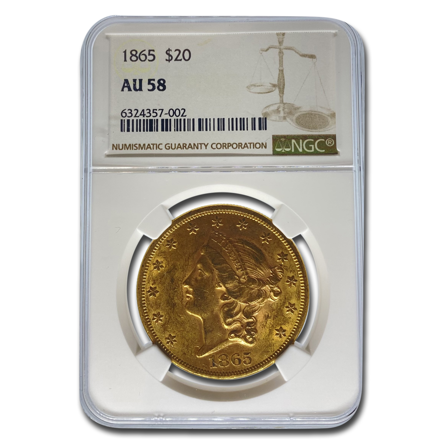 Buy 1865 $20 Liberty Gold Double Eagle AU-58 NGC