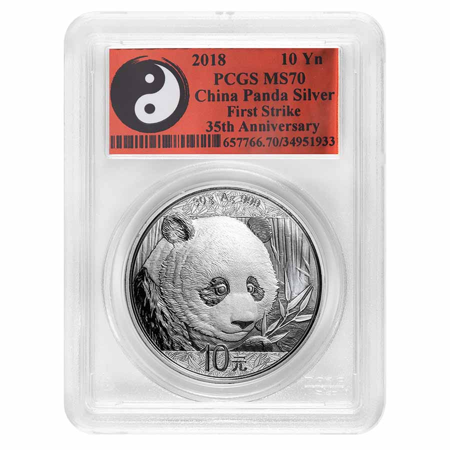 Buy 2018 China 30 gram Silver Panda MS-70 PCGS (FS, Yin-Yang)