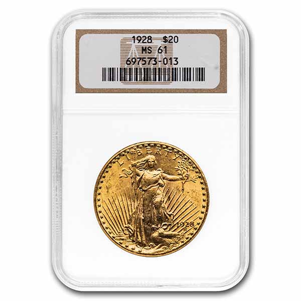 Buy 1928 $20 Saint-Gaudens Gold Double Eagle MS-61 NGC