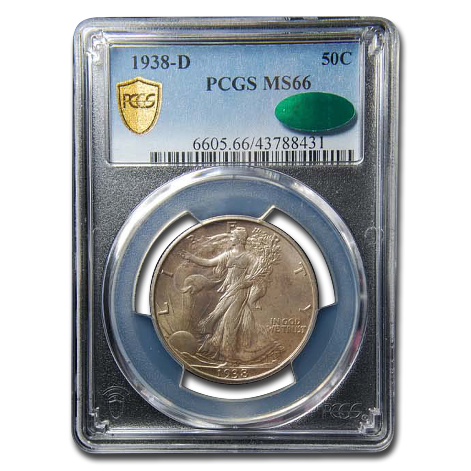 Buy 1938-D Walking Liberty Half Dollar MS-66 PCGS CAC