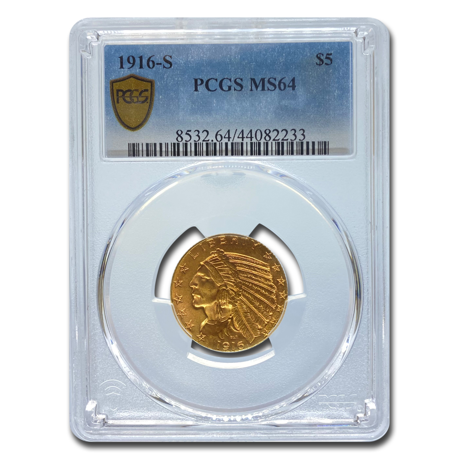 Buy 1916-S $5 Indian Gold Half Eagle MS-64 PCGS - Click Image to Close
