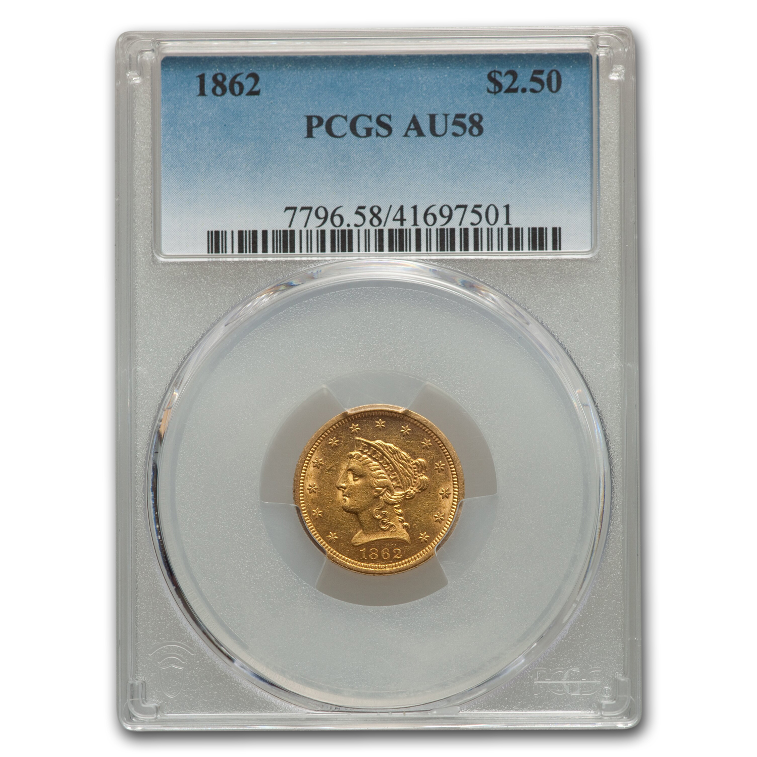 Buy 1862 $2.50 Liberty Gold Quarter Eagle AU-58 PCGS