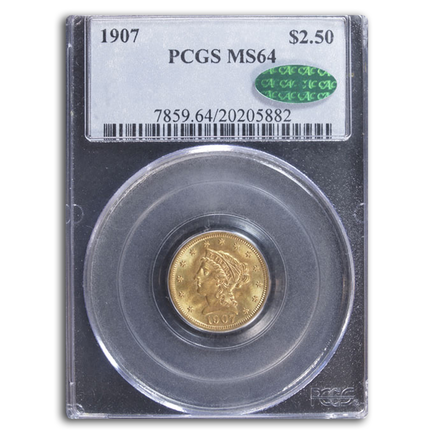 Buy 1907 $2.50 Liberty Gold Quarter Eagle MS-64 PCGS CAC