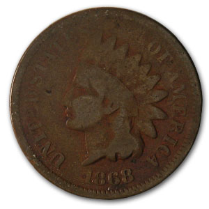 Buy 1868 Indian Head Cent Good (Cleaned, Corroded or Dmgd)