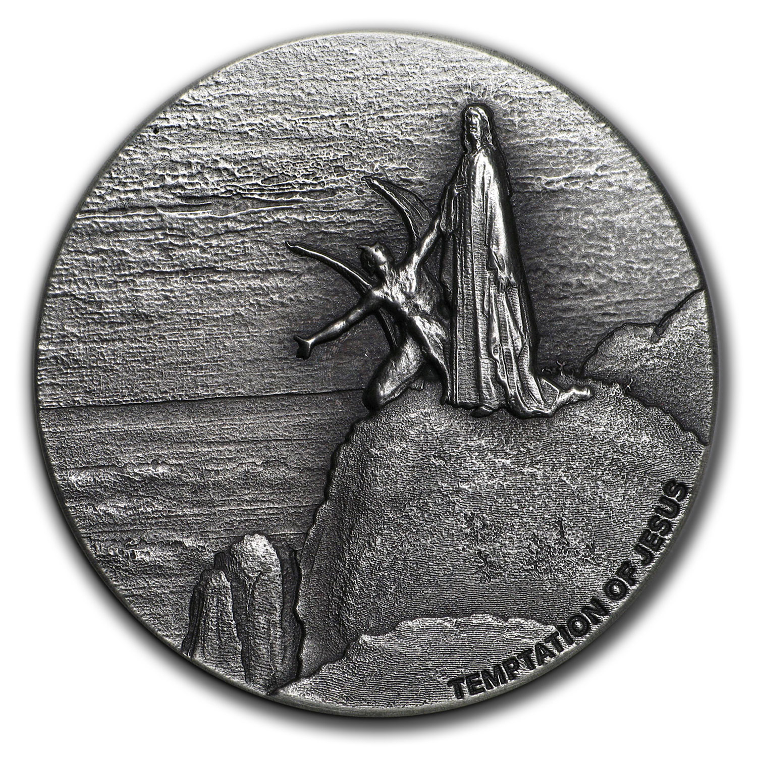Buy 2018 2 oz Silver Coin - Biblical Series (Temptation of Jesus) - Click Image to Close