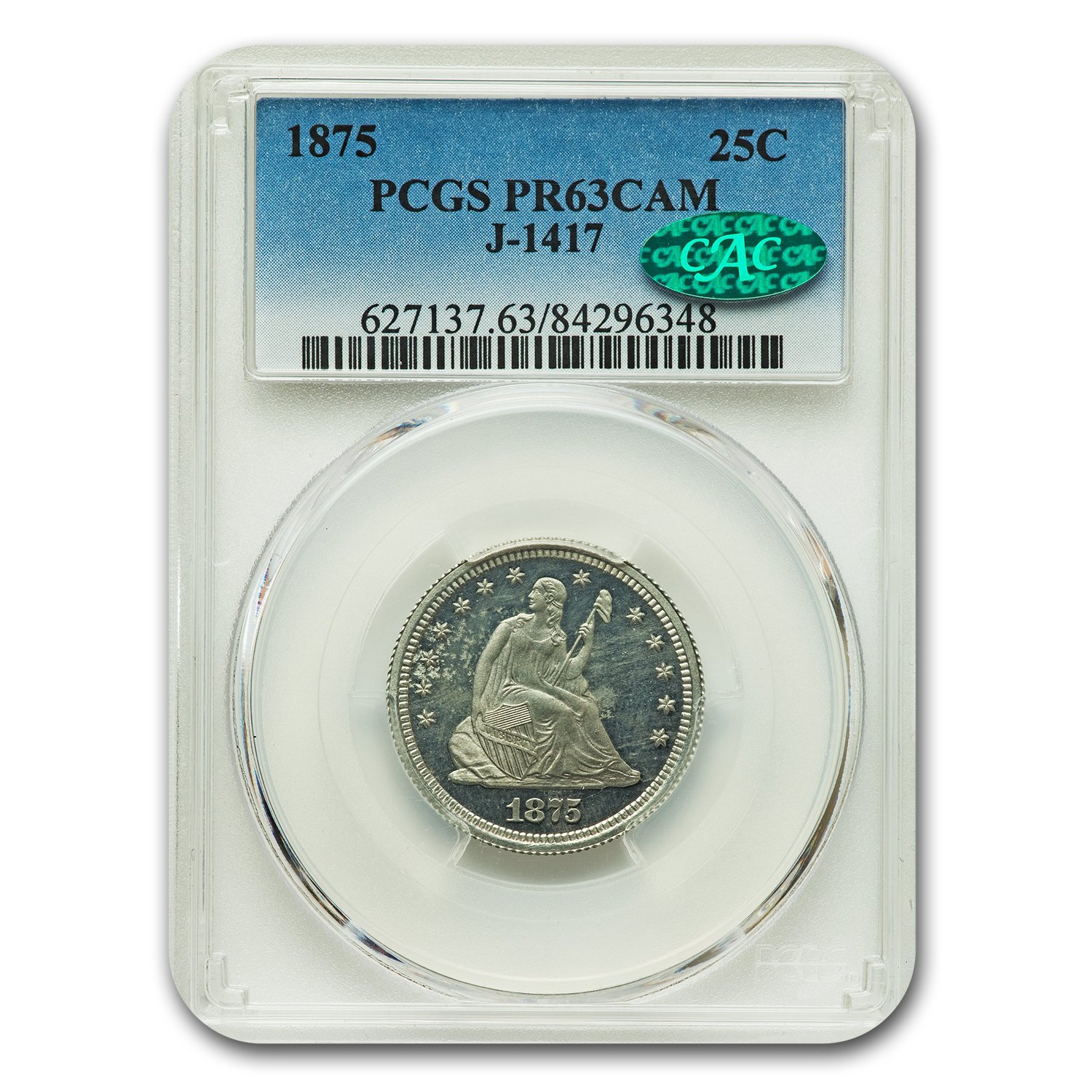 Buy 1875 Liberty Seated Quarter PR-63 Cameo PCGS