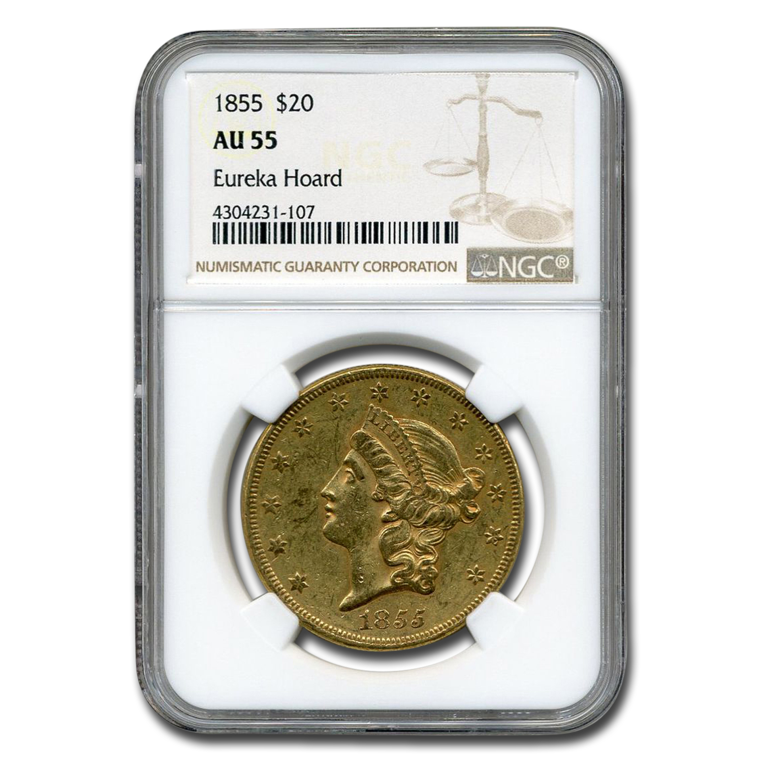 Buy 1855 $20 Liberty Gold Double Eagle AU-55 NGC - Click Image to Close