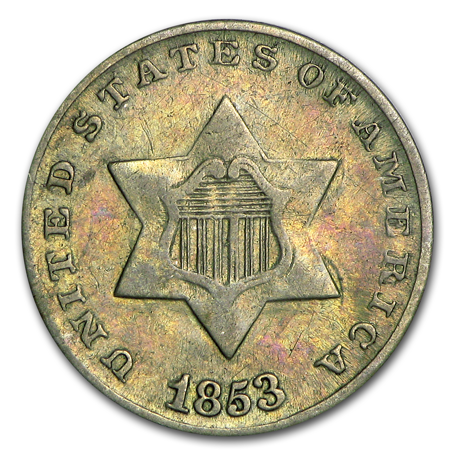 Buy 1853 Three Cent Silver XF - Click Image to Close