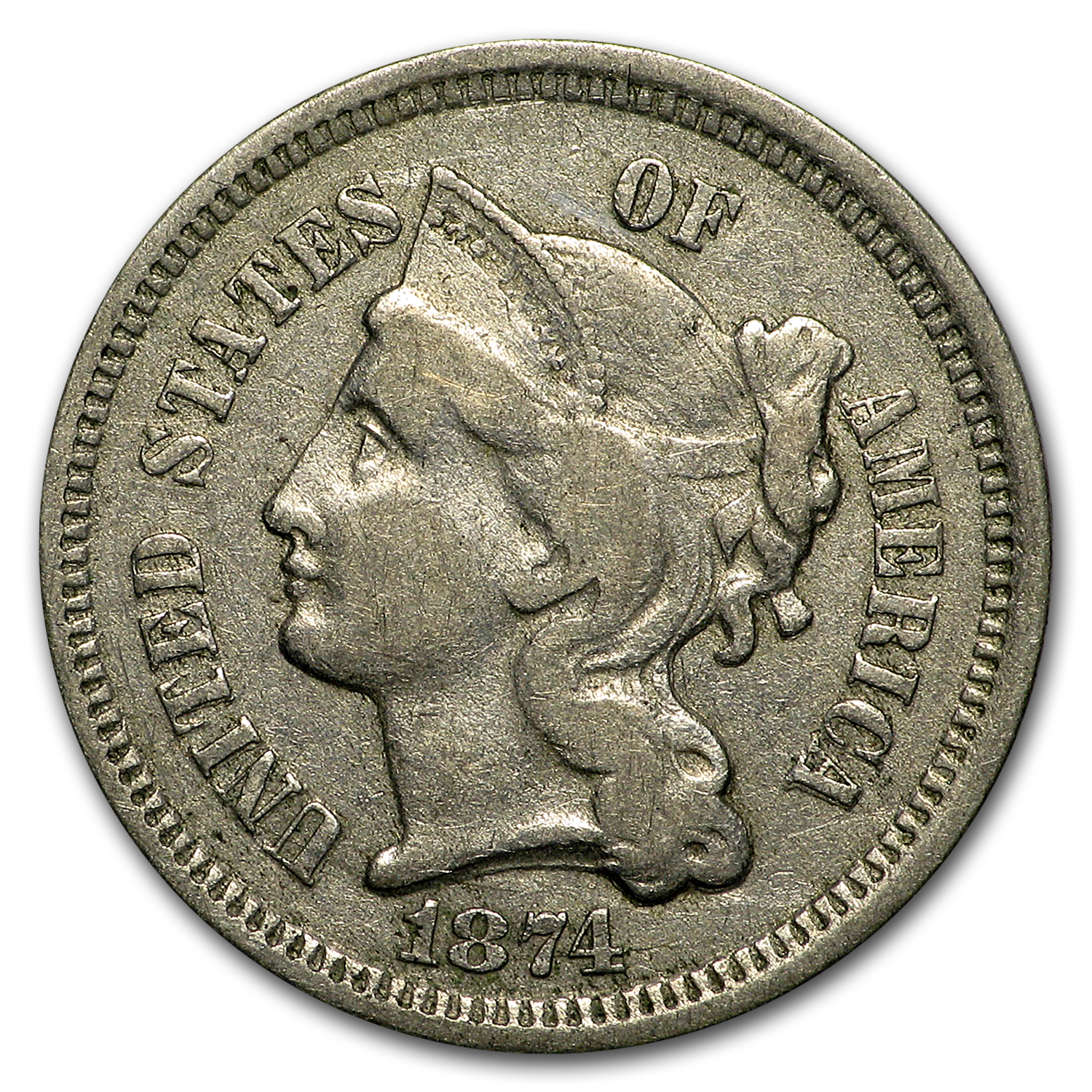 Buy 1874 3 Cent Nickel VF