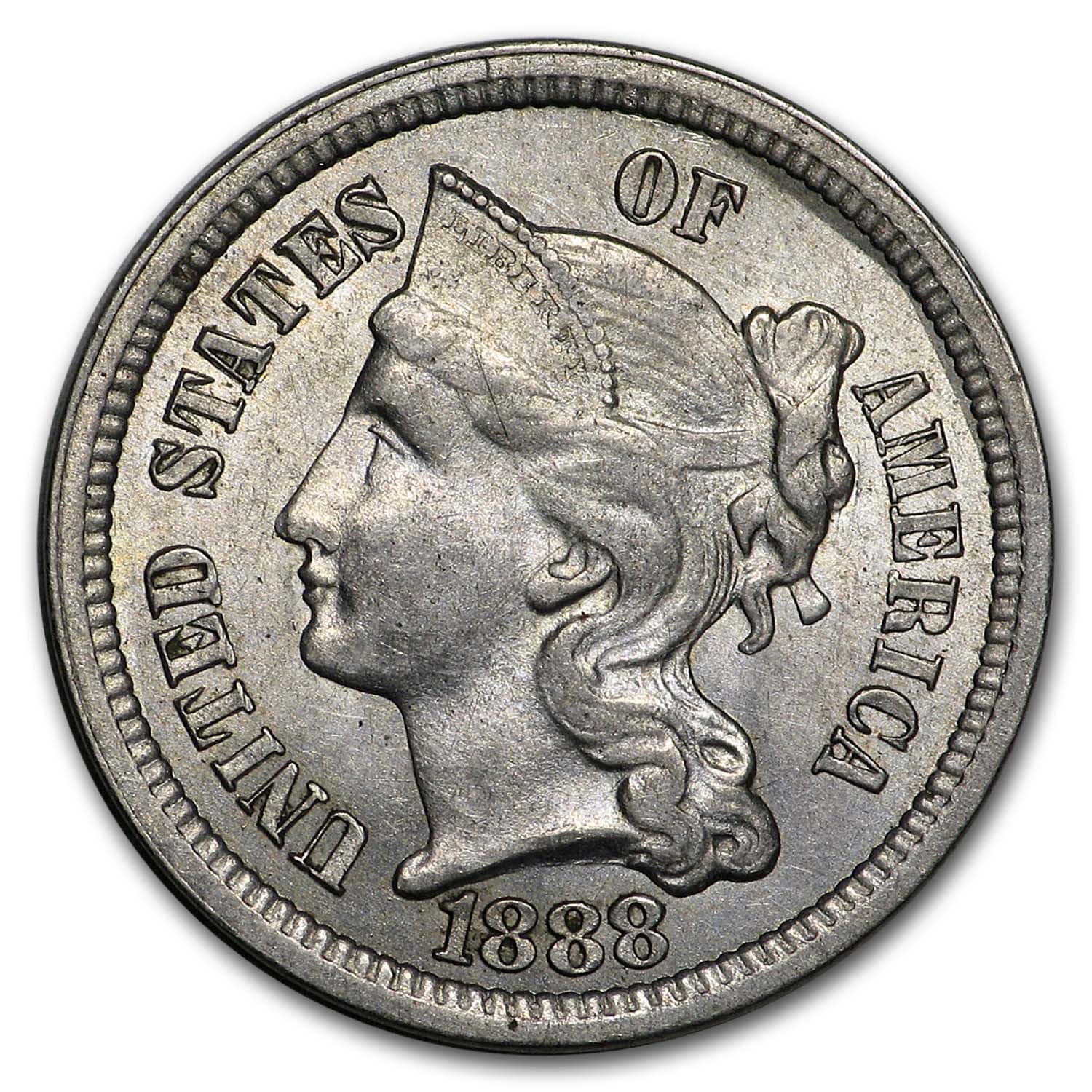 Buy 1888 3 Cent Nickel AU - Click Image to Close