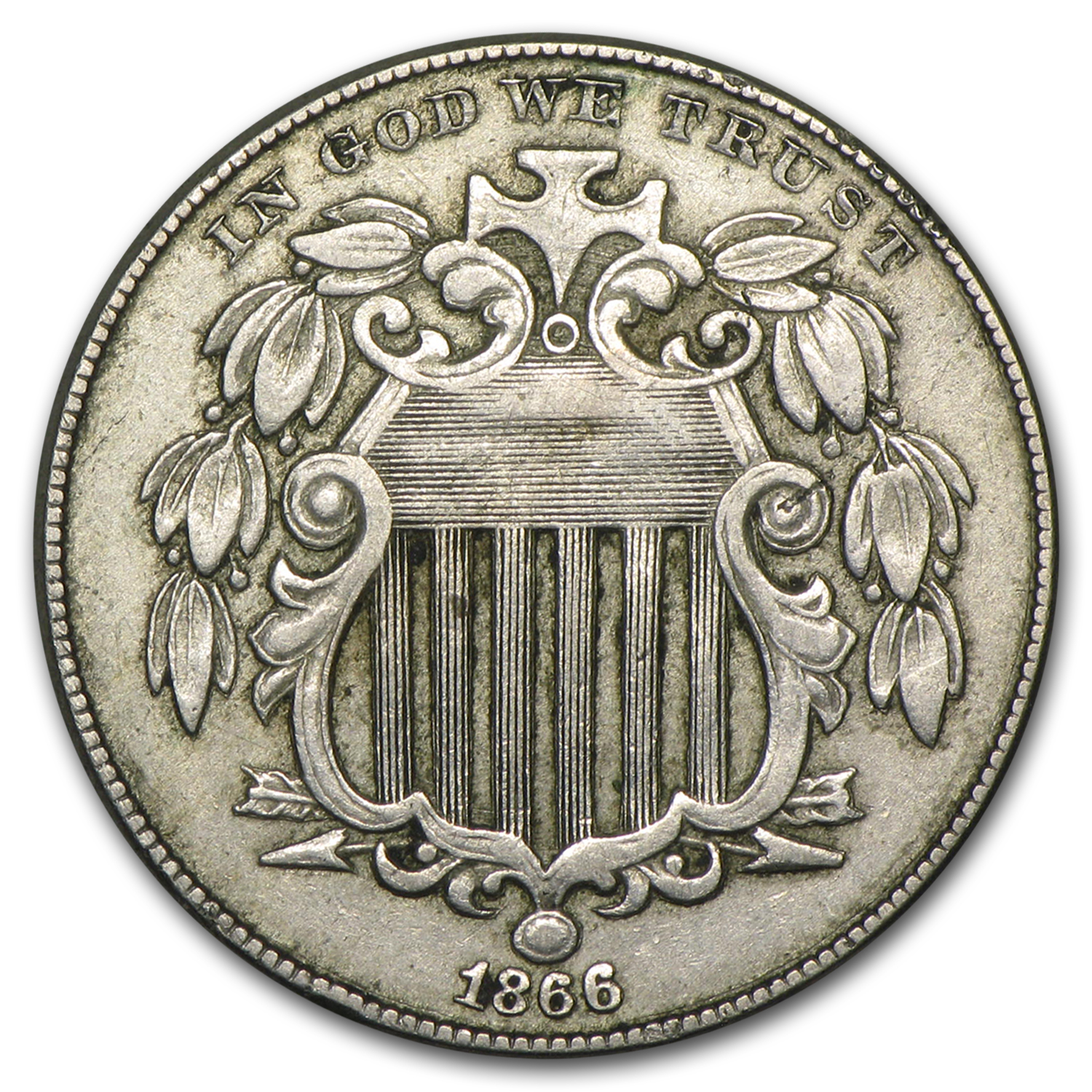 Buy 1866 Shield Nickel w/Rays VF