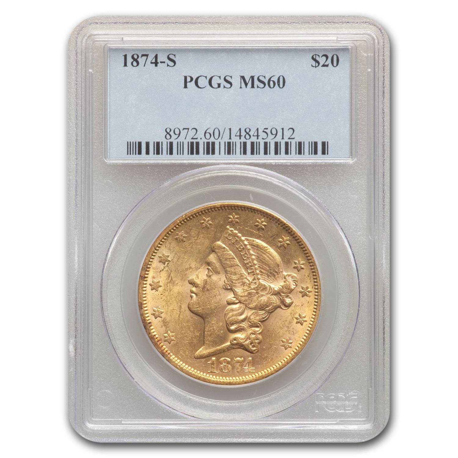 Buy 1874-S $20 Liberty Gold Double Eagle MS-60 PCGS