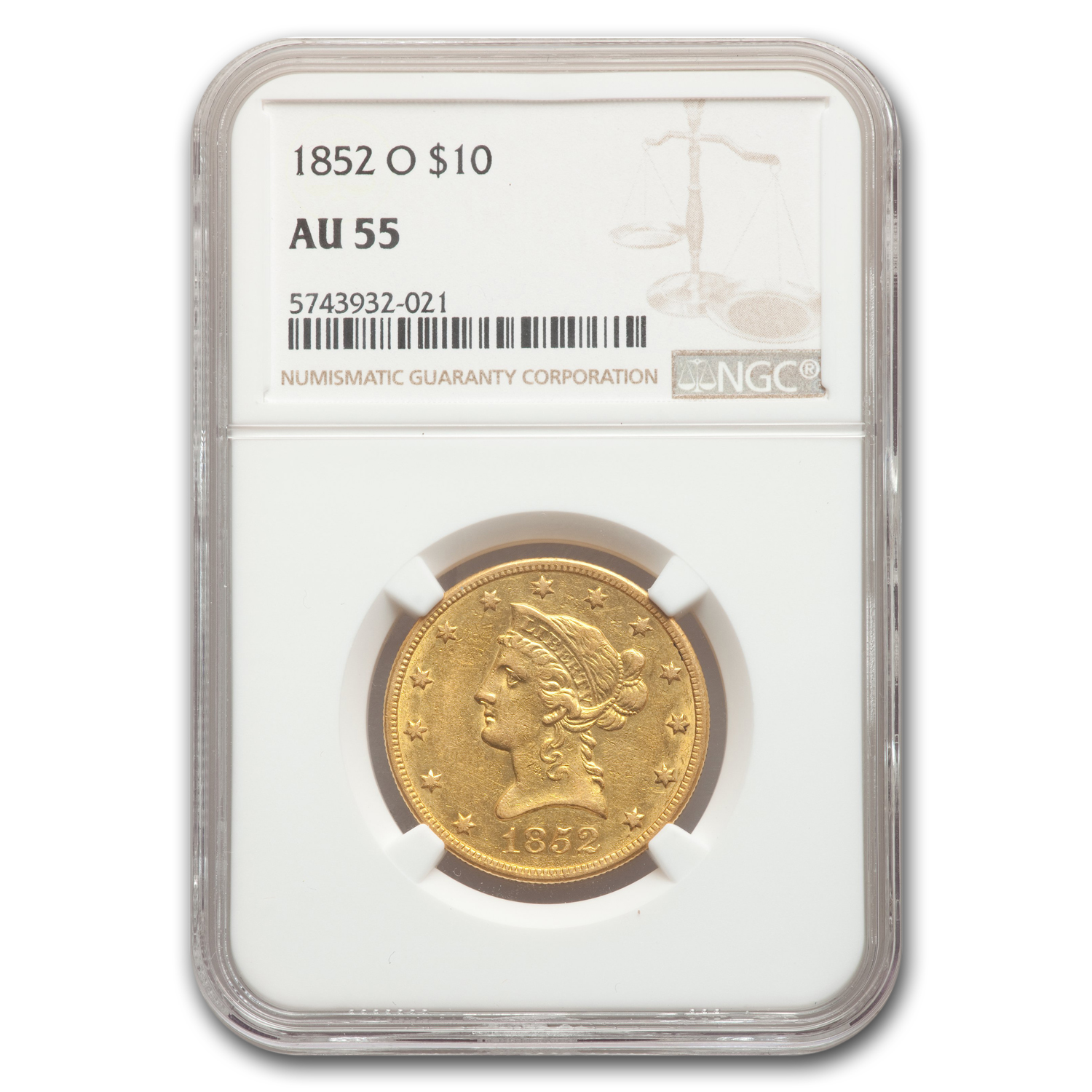 Buy 1852-O $10 Liberty Gold Eagle AU-55 NGC
