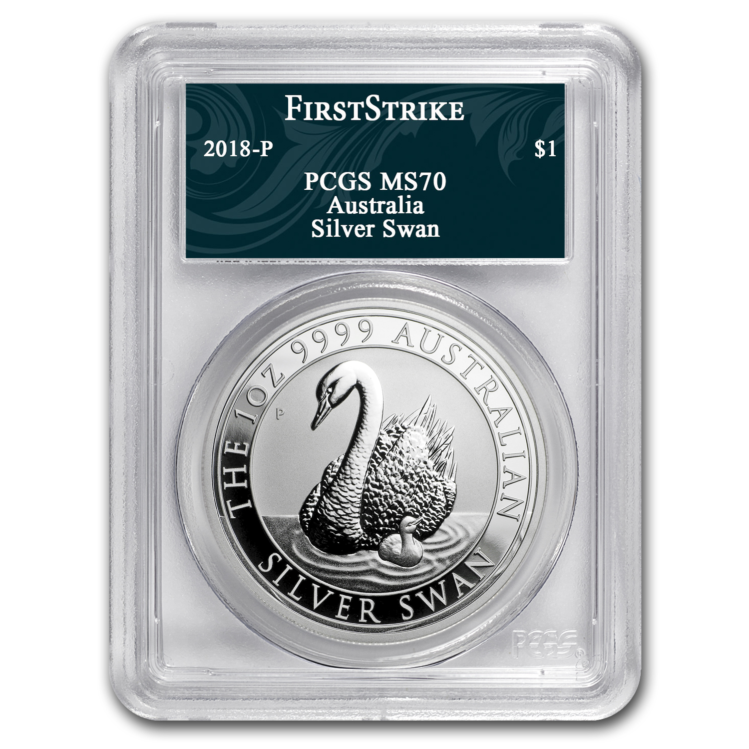 Buy 2018 Australia 1 oz Silver Swan MS-70 PCGS (FS, Swan Label)